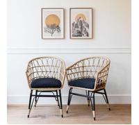 Lot de 2 fauteuils en rotin synthétique avec coussins aiko