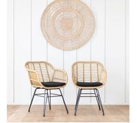 Happy Garden Lot de 2 fauteuils Cinta rotin synthétique, coussins, résistant UV, Marron