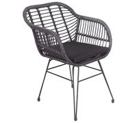 Happy Garden Lot de 2 fauteuils Cinta en rotin synthétique Noirs avec Coussins, résistant UV et déperlant
