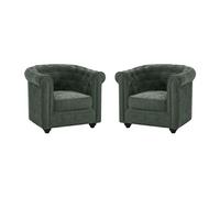 Lot de 2 fauteuils en tissu vert CHESTERFIELD
