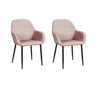 Lot De 2 Fauteuils - Home Deco Factory - Giulia - Velours Côtelé - Rose