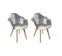 Lot De 2 Fauteuils - Home Deco Factory - Patchwork - Gris