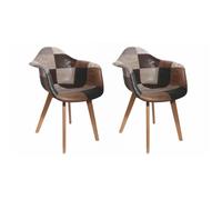 Lot de 2 Fauteuils - HOME DECO FACTORY - Patchwork - Marron