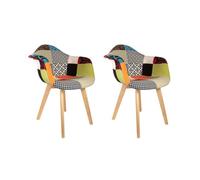 Lot de 2 Fauteuils - HOME DECO FACTORY - Patchwork - Scandinave - Multicolore