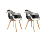 Lot de 2 Fauteuils - HOME DECO FACTORY - Patchwork - Scandinaves - Grisés
