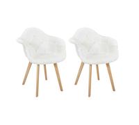 Lot de 2 Fauteuils - HOME DECO FACTORY - Scandinave Patchwork - Beige et Marron