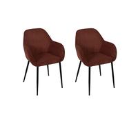 Lot de 2 Fauteuils - HOME DECO FACTORY - SCOTT - Côtelés - Confortables - Noir et Orange