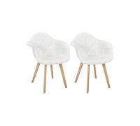 Lot de 2 Fauteuils Imitation Laine Motif Patchwork Blanc - ROHAN - ALTOBUY Blanc G