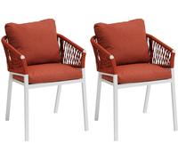 Lot de 2 fauteuils jardin ORIENGO Brique Blanc Aluminium, Mailles tressées, Polyester Hespéride