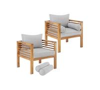 Lot de 2 fauteuils lounge de jardin lasurés jusqu'à 120 kg
