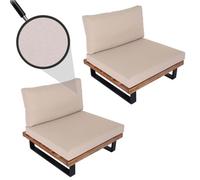 Lot De 2 Fauteuils Lounge Hwc-H54, Fauteuils De Jardin, Bois D'acacia Certifié Fsc, Aluminium Brun Clair, Rembourrage Beige Gris