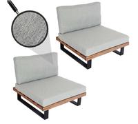 Lot De 2 Fauteuils Lounge Hwc-H54, Fauteuils De Jardin, Bois D'acacia Certifié Fsc, Aluminium Brun Clair, Rembourrage Gris Clair Gris