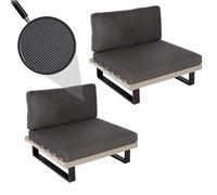 Lot De 2 Fauteuils Lounge Hwc-H54, Fauteuils De Jardin, Bois D'acacia Certifié Fsc, Aluminium Gris, Rembourrage Gris Foncé Gris