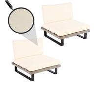 Lot De 2 Fauteuils Lounge Hwc-H54, Fauteuils De Jardin, Bois D'acacia Certifié Fsc, Aluminium Gris, Rembourrage Blanc Crème Gris