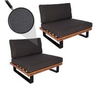 Lot De 2 Fauteuils Lounge Hwc-H54, Fauteuils De Jardin, Bois D'acacia Certifié Fsc, Aluminium Marron, Rembourrage Gris Foncé Marron