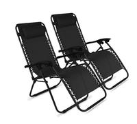 Lot de 2 fauteuils lounge inclinable en acier noir Monaco - Oviala
