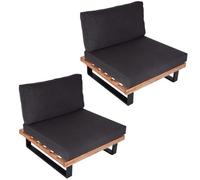 Lot De 2 Fauteuils Lounge Pour Jardin Avec Coussins Coussins Gris Foncé Structure Aluminium Et Bois D Acacia Marron Clair 04_0009398