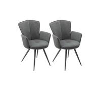 Lot de 2 Fauteuils Matelassés Gris Piètement Mat - MALO -