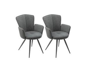Lot de 2 Fauteuils Matelassés Gris Piètement Mat - MALO -