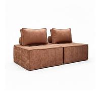 Lot de 2 fauteuils modulables compressés en tissu 170 cm terracotta Tiby Oviala