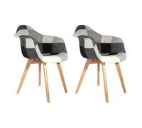 Lot de 2 Fauteuils Patchwork 83cm Gris