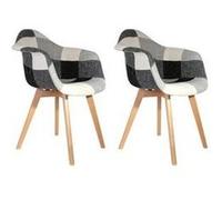 Lot de 2 Fauteuils Patchwork 83cm Gris