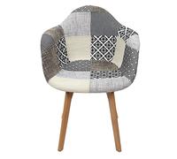 Lot de 2 Fauteuils Patchwork Gris 85x59x64cm