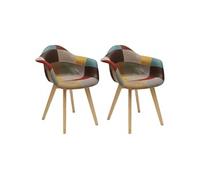 Lot de 2 Fauteuils Patchwork Motif Vintage - BRADU -