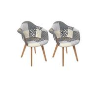 Lot de 2 Fauteuils Patchwork Motifs Grisés - GIADA -