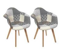 Lot de 2 Fauteuils Patchwork Motifs Grisés - GIADA - ALTOBUY Gris G