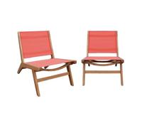 Alice's Garden sweeek - Lot de 2 fauteuils Relax Bois d'acacia et textilène Terracotta - Madera