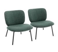 Lot de 2 fauteuils relax en acier et tissu vert foncé Jaden - Oviala