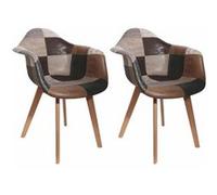 AltoBuy MELO - Lot de 2 Fauteuils Scandinaves Aspect Vieux Cuir