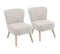 Lot de 2 fauteuils style crapaud en tissu beige Madison - Oviala