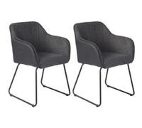 Lot de 2 Fauteuils Tissu Gris et Simili Noir - AMANCA - ALTOBUY Gris G