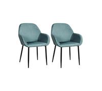 Lot de 2 Fauteuils Velours Côtelé Bleu Canard - ALESSIA -