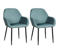 Lot de 2 Fauteuils Velours Côtelé Bleu Canard - ALESSIA - ALTOBUY Bleu G