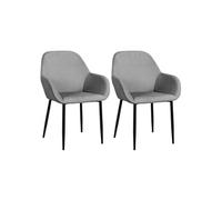 Lot de 2 Fauteuils Velours Côtelé Gris - ALESSIA -