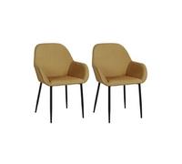 Lot de 2 Fauteuils Velours Côtelé Jaune Moutarde - ALESSIA -