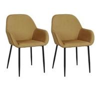 Lot de 2 Fauteuils Velours Côtelé Jaune Moutarde - ALESSIA - ALTOBUY Jaune G