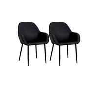 Lot de 2 Fauteuils Velours Côtelé Noir - ALESSIA -