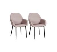 Lot de 2 Fauteuils Velours Côtelé Rose - ALESSIA -