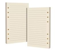 Lot de 2 feuilles mobiles A6 lignées à 6 trous, beige - Pages de recharge pour classeur A6 standard à 6 anneaux, journaux, planificateurs, idéal pour le bureau, l'étude, les recettes, les voyages et