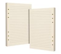 Lot de 2 feuilles mobiles lignées A5 à 6 trous, beige - Pages de recharge pour classeur A5 standard à 6 anneaux, journaux, planificateurs, idéal pour le bureau, l'étude, les recettes, les voyages et