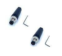 Lot de 2 fiches M8 à 4 broches - Connecteur rond industriel IP67 A - Code A - Adaptateur de type droit - Capteur de montage sur terrain non fermé - 60 V 4 A AC/DC