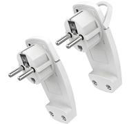Lot de 2 Fiches Schuko Extra Plates 250V 16A - Prise Européenne Mâle avec Poignée Rabattable - Auto-dénudage - Blanc (ABS)