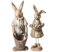 Lot de 2 Figurines Décoratives en Mgo Lapin Pâques Multicolore Calcata