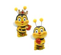 Lot de 2 Figurines décoratives en polyrésine - Motif Couple d'abeilles - avec Pot à Miel - Dimensions (L x l x H) : Environ 5 x 5 x 9 cm - Noir/Jaune