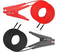Lot de 2 fils de clôture électrique en cuivre 12 AWG pour appareil solaire | 114 cm de long, câble noir, pinces crocodiles, installation facile, pour appareils solaires