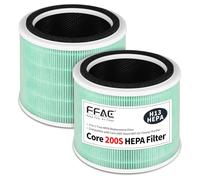 Lot de 2 filtres de rechange Core 200s compatibles avec le purificateur d'air LEVOIT Core 200s, système de filtre 3 en 1 de préfiltre, filtre à charbon actif et filtre HEPA H13 True (filtre absorbant